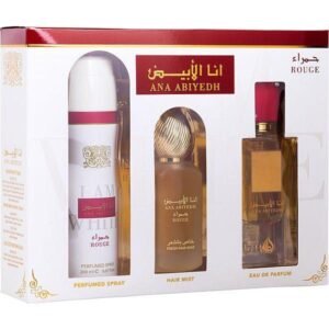SET LATTAFA ANA ABIYEDH ROUGE UNISEX ( 3 PC ) 2.0 OZ EDP / 6.7 OZ DEO / 1.7 OZ HAIRMIST